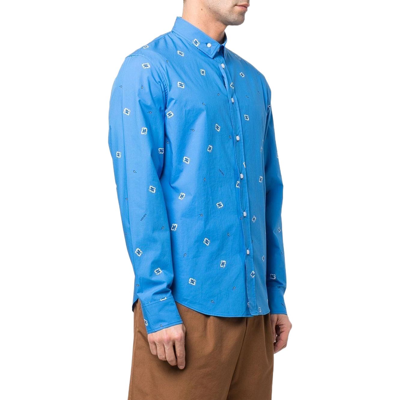 Purchase ケンゾー SS22 ブルー長袖シャツ パリプリント付き FC55CH2009I5-71