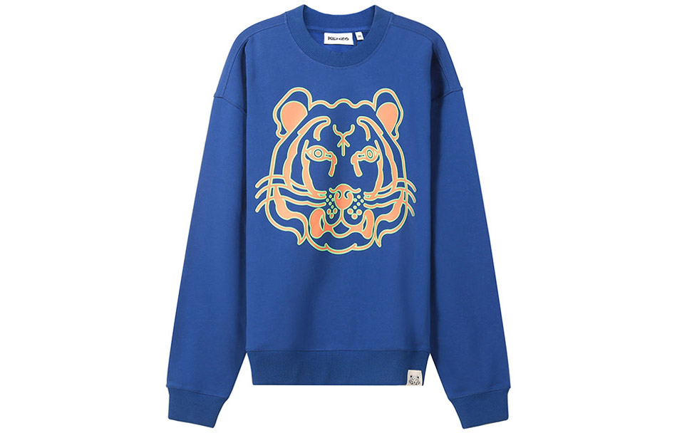 KENZO SS22  Blue Oversized Cartoon Tiger Head Fleece Sweatshirt Winter. FC55SW5264ML-74 圖 2