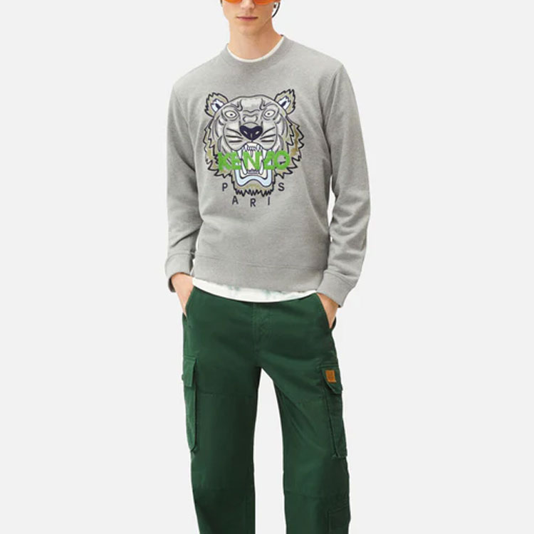 Lookbook KENZO SS22 灰色虎头图案套头衫卫衣 FC55SW1234XL-95