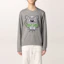 Shop KENZO SS22 灰色虎头图案套头衫卫衣 FC55SW1234XL-95