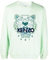 KENZO SS22 Light Green Tiger Logo Crewneck Sweatshirt FC55SW1234XL-47 KENZO SS22 Light Green Tiger Logo Crewneck Sweatshirt FC55SW1234XL-47