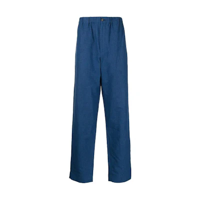 KENZO SS22 Loose-fit Plaid Casual Pants Dark Blue. FC55PA5001LP-78
