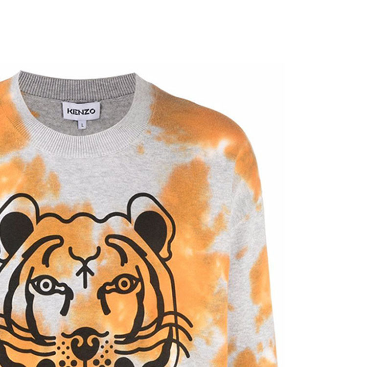Sizing KENZO SS22 Oren Sweater Pullover Kepala Harimau Crewneck FC55PU6893TE-16