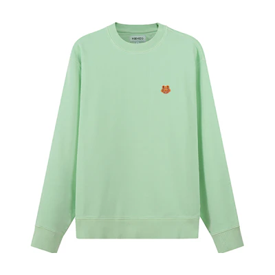 KENZO SS22 Pastel Green Animal Embroidery Cotton Crewneck Sweatshirt. FC55SW0064MC-47