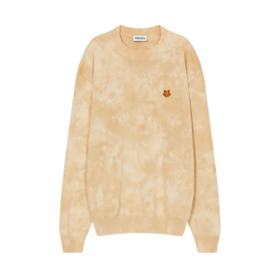 KENZO SS22 Small Tiger Tie-Dye Pullover Sweatshirt Beige FC55PU6813TG-12