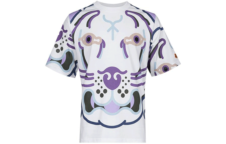Order KENZO SS22 화이트 타이거 헤드 그래픽 반팔 티셔츠 FC55TS2574SB-01B