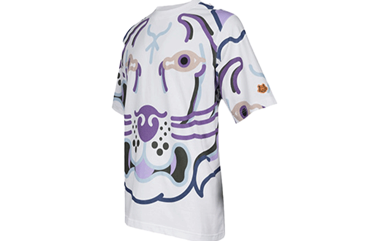 Shop KENZO SS22 화이트 타이거 헤드 그래픽 반팔 티셔츠 FC55TS2574SB-01B
