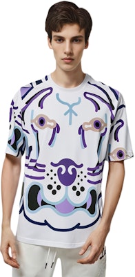 KENZO SS22 화이트 타이거 헤드 그래픽 반팔 티셔츠 FC55TS2574SB-01B Details for KENZO SS22 화이트 타이거 헤드 그래픽 반팔 티셔츠 FC55TS2574SB-01B