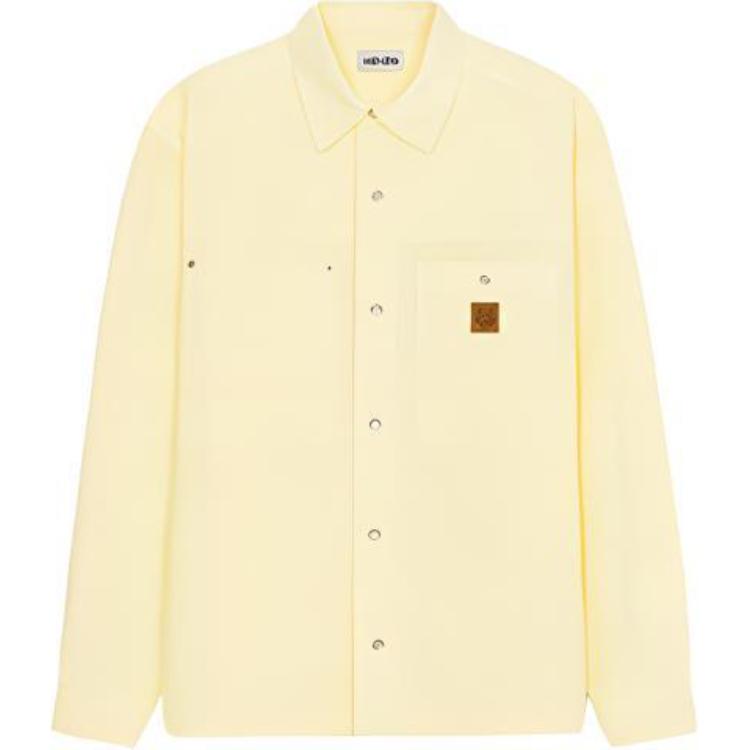 KENZO SS22  Yellow Denim Jacket with Logo Patch and Long Sleeves. FC55CH5159CB-37