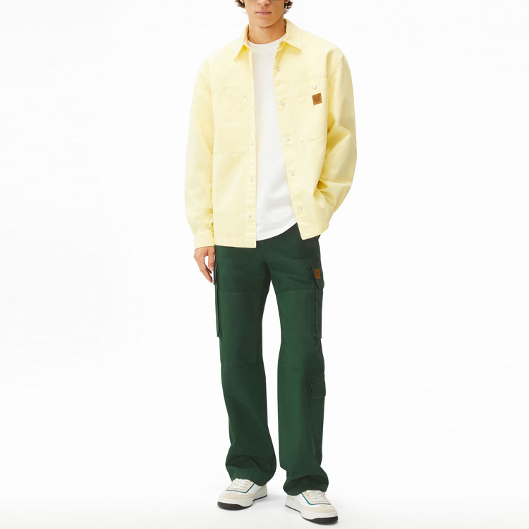 Lookbook KENZO SS22  Yellow Denim Jacket with Logo Patch and Long Sleeves. FC55CH5159CB-37