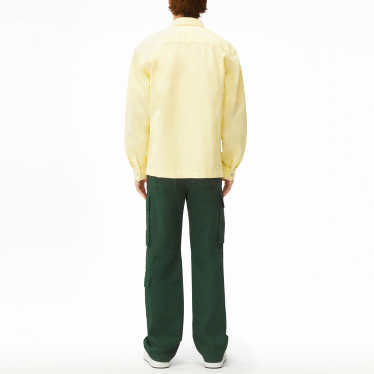 Shop KENZO SS22  Yellow Denim Jacket with Logo Patch and Long Sleeves. FC55CH5159CB-37