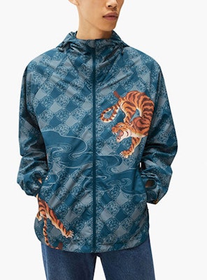 KENZO SS22 Zodiac Tiger Hoodie Cetak Biru Itik. FC55BL155CNL-73 Details for KENZO SS22 Zodiac Tiger Hoodie Cetak Biru Itik. FC55BL155CNL-73
