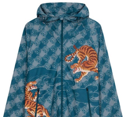 KENZO SS22 Zodiac Tiger Hoodie Cetak Biru Itik. FC55BL155CNL-73 Sizing KENZO SS22 Zodiac Tiger Hoodie Cetak Biru Itik. FC55BL155CNL-73
