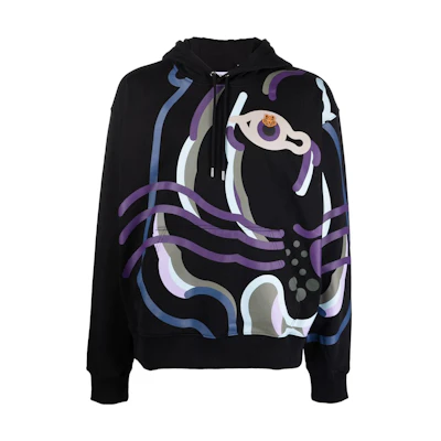 KENZO SS22 Abstract Tiger Print Cotton Sweatshirt Black FC55SW5584MO-99
