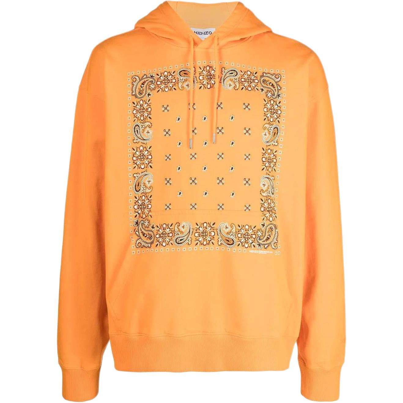 KENZO SS22 Bandana Print Cotton Pullover Hoodie Orange FC55SW5544MO-19