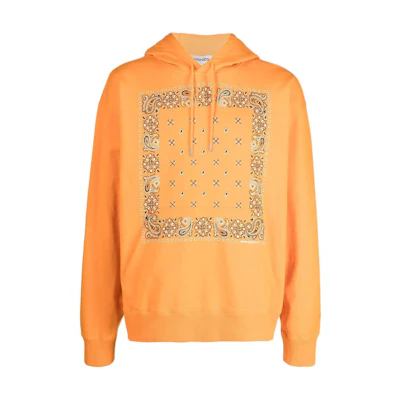 KENZO SS22 Bandana Print Cotton Pullover Hoodie Orange FC55SW5544MO-19
