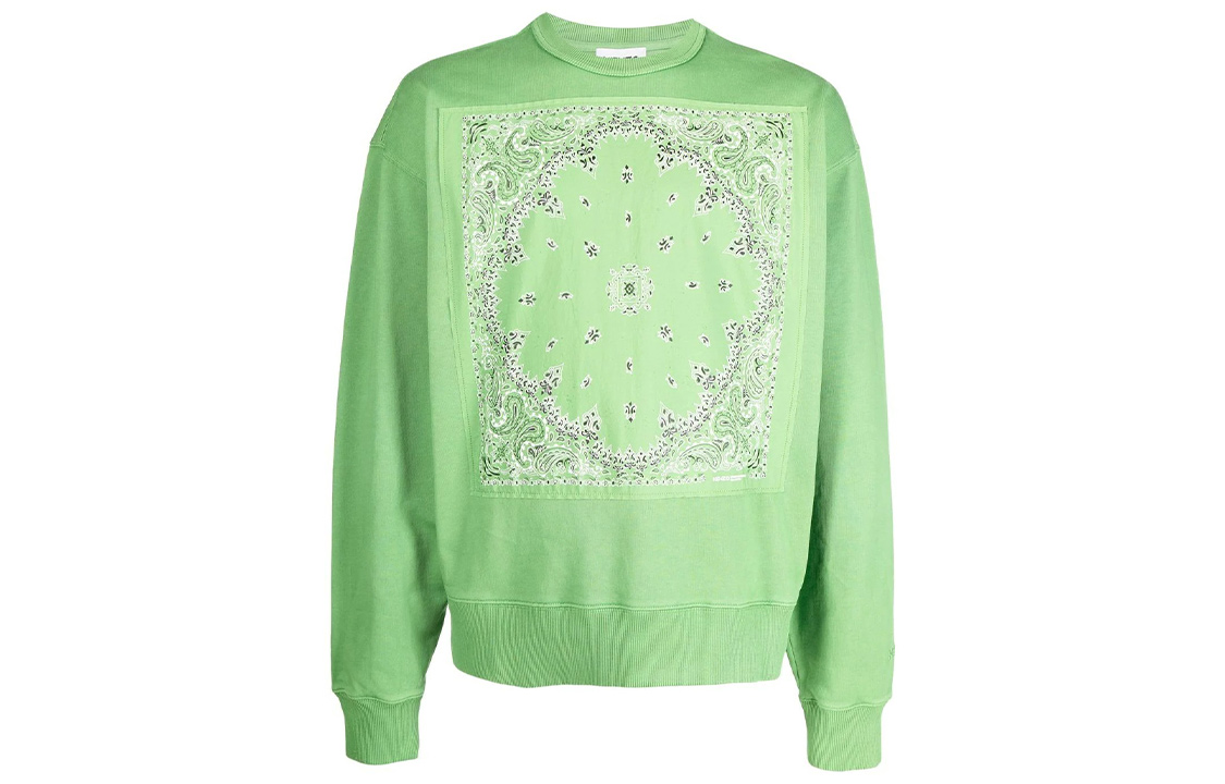 KENZO SS22 Bandana Print Cotton Sweatshirt Green FC55SW5184MO-56