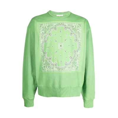 KENZO SS22 Bandana Print Cotton Sweatshirt Green FC55SW5184MO-56