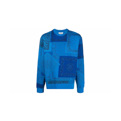 KENZO SS22 Bandana Print Crewneck Long Sleeve Sweatshirt Blue Mens FC55SW0294M-L60