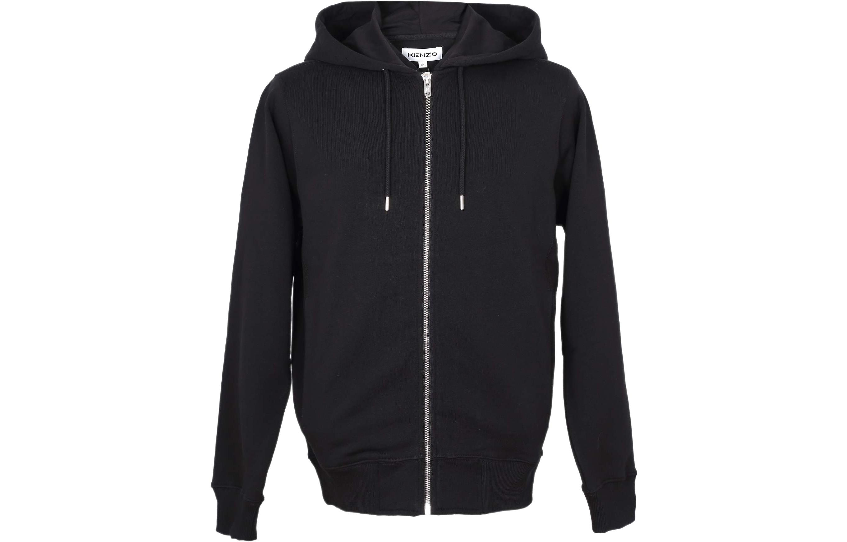 Kenzo SS22 Black Cotton Jacket Sweatshirt with Tiger Embroidered Logo FC55BL729XH-99