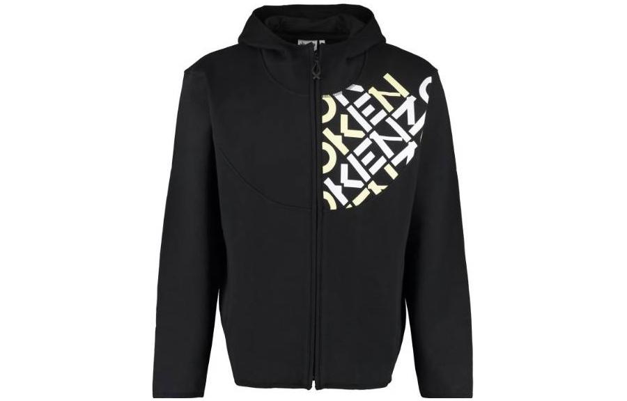 KENZO SS22 Black Logo Print Zip-Up Hoodie FC55BL7224MS-99