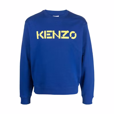 KENZO SS22 Blue Logo Print Crewneck Long Sleeve Pullover Sweatshirt FB65SW0004ML-74