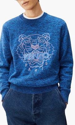 KENZO SS22 Sweater Crewneck Biru Motif Kepala Harimau FC55PU6993XA-67 Lookbook KENZO SS22 Sweater Crewneck Biru Motif Kepala Harimau FC55PU6993XA-67