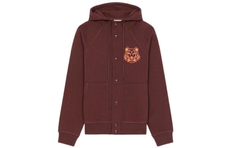 KENZO SS22 Burgundy Printed Animal Pattern Hooded Jacket for Men FC55BL7434MO-23
