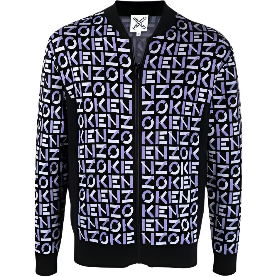 KENZO SS22 Classic Logo Knit Bomber Jacket Blue FC55BL6913SA-65A