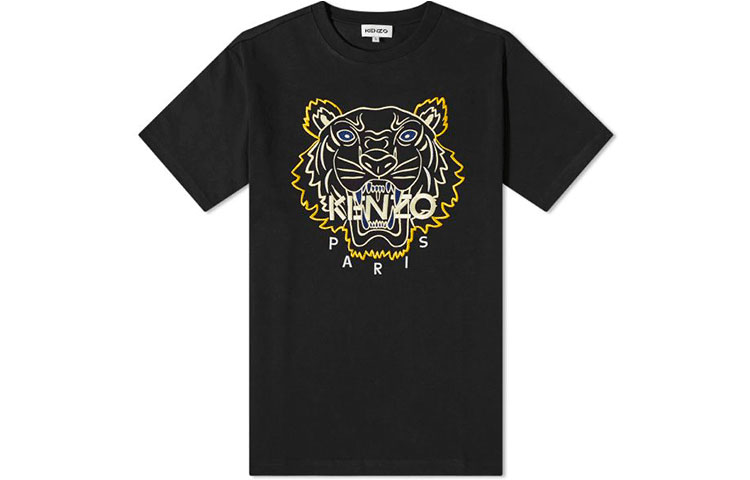 KENZO SS22 Classic Tiger Embroidered Crewneck T-Shirt Black  Tee FC55TS2194YH-99