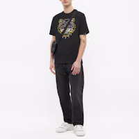 Shop KENZO SS22 Classic Tiger Embroidered Crewneck T-Shirt Black Tee FC55TS2194YH-99