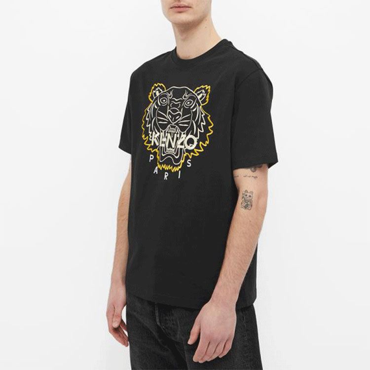 Purchase KENZO SS22经典虎头刺绣黑色圆领T恤 FC55TS2194YH-99