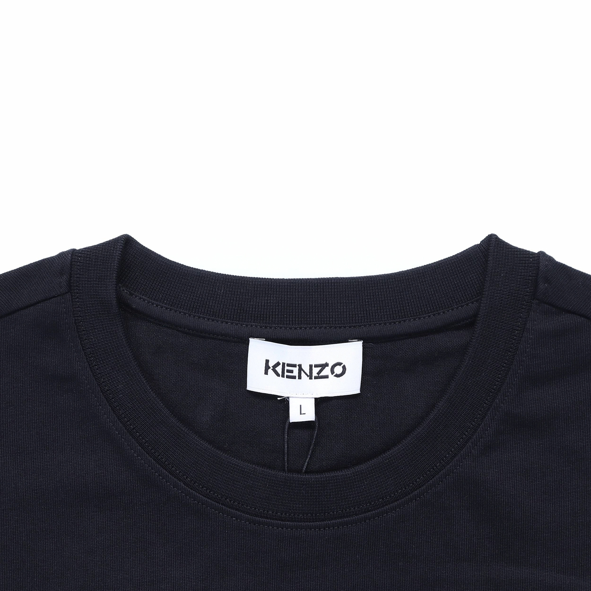 Sizing KENZO SS22经典虎头刺绣黑色圆领T恤 FC55TS2194YH-99