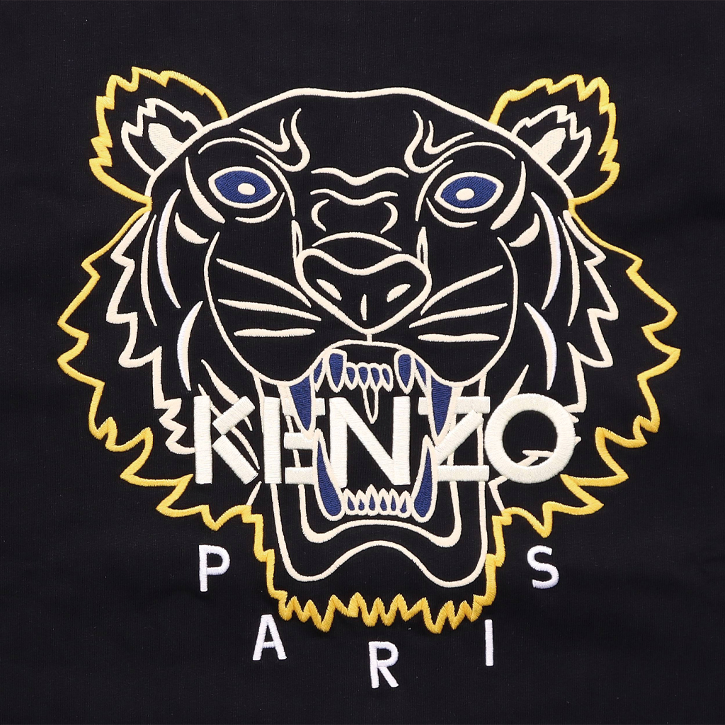 Cheap KENZO SS22经典虎头刺绣黑色圆领T恤 FC55TS2194YH-99