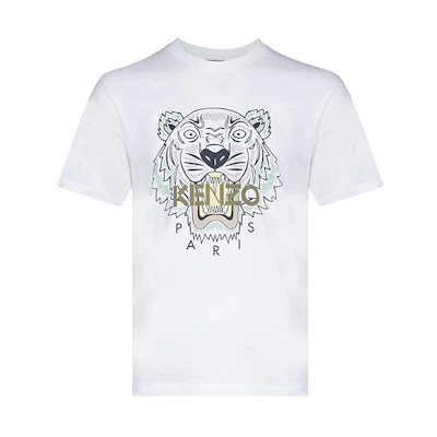 KENZO SS22 Classic Tiger Embroidered Graphic Tee White T-Shirt FC55TS0204YL-01B