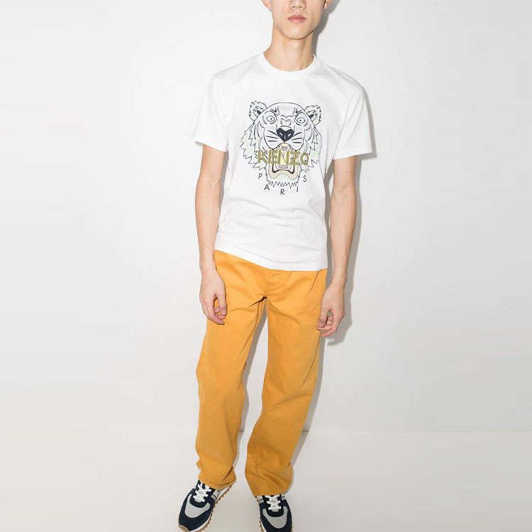 Sizing KENZO SS22 經典虎頭刺繡圖案白色短袖T恤 FC55TS0204YL-01B