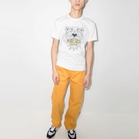 KENZO SS22 클래식 타이거 자수 그래픽 티셔츠 화이트 티셔츠 FC55TS0204YL-01B Sizing KENZO SS22 클래식 타이거 자수 그래픽 티셔츠 화이트 티셔츠 FC55TS0204YL-01B