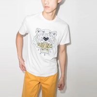 KENZO SS22 클래식 타이거 자수 그래픽 티셔츠 화이트 티셔츠 FC55TS0204YL-01B Cheap KENZO SS22 클래식 타이거 자수 그래픽 티셔츠 화이트 티셔츠 FC55TS0204YL-01B