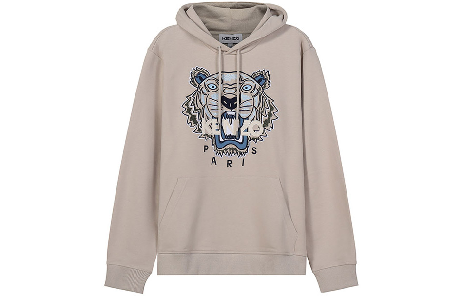 KENZO SS22 Cotton Tiger Graphic Hoodie Sandstone Beige FC55SW3334XL-08