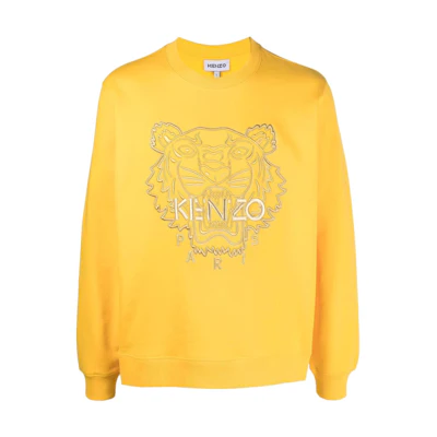 KENZO SS22 Embroidered Logo Crewneck Long Sleeve Sweatshirt Yellow () FC55SW120CMD-40