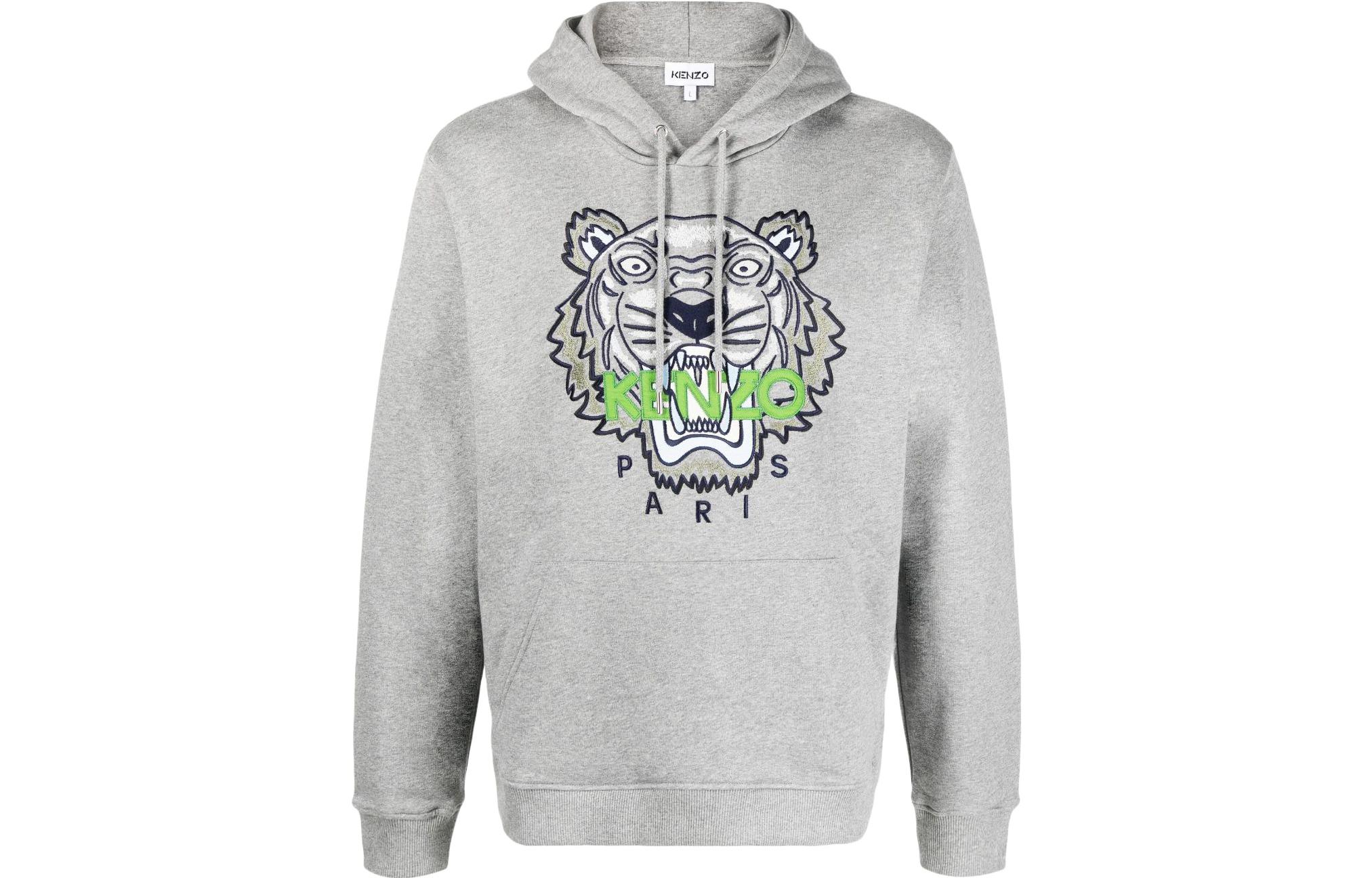 KENZO SS22 Embroidered Tiger Head Hoodie Men’s Grey FC55SW3334XL-95