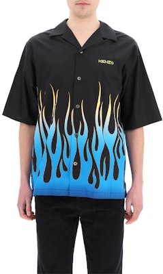 ケンゾー SS22 フレーム ボウリング 半袖 シャツ ブラック FC55CH1409S6-99 Shop ケンゾー SS22 フレーム ボウリング 半袖 シャツ ブラック FC55CH1409S6-99