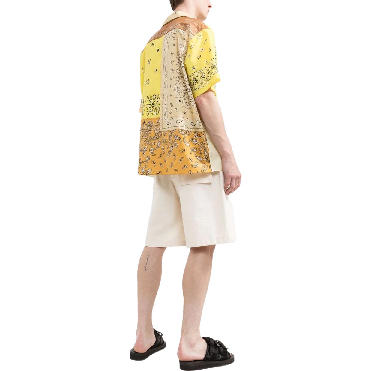 Shop ケンゾー SS22 ゴールド 半袖シャツ ターバンプリントパッチデザイン FC55CH1449F5-40