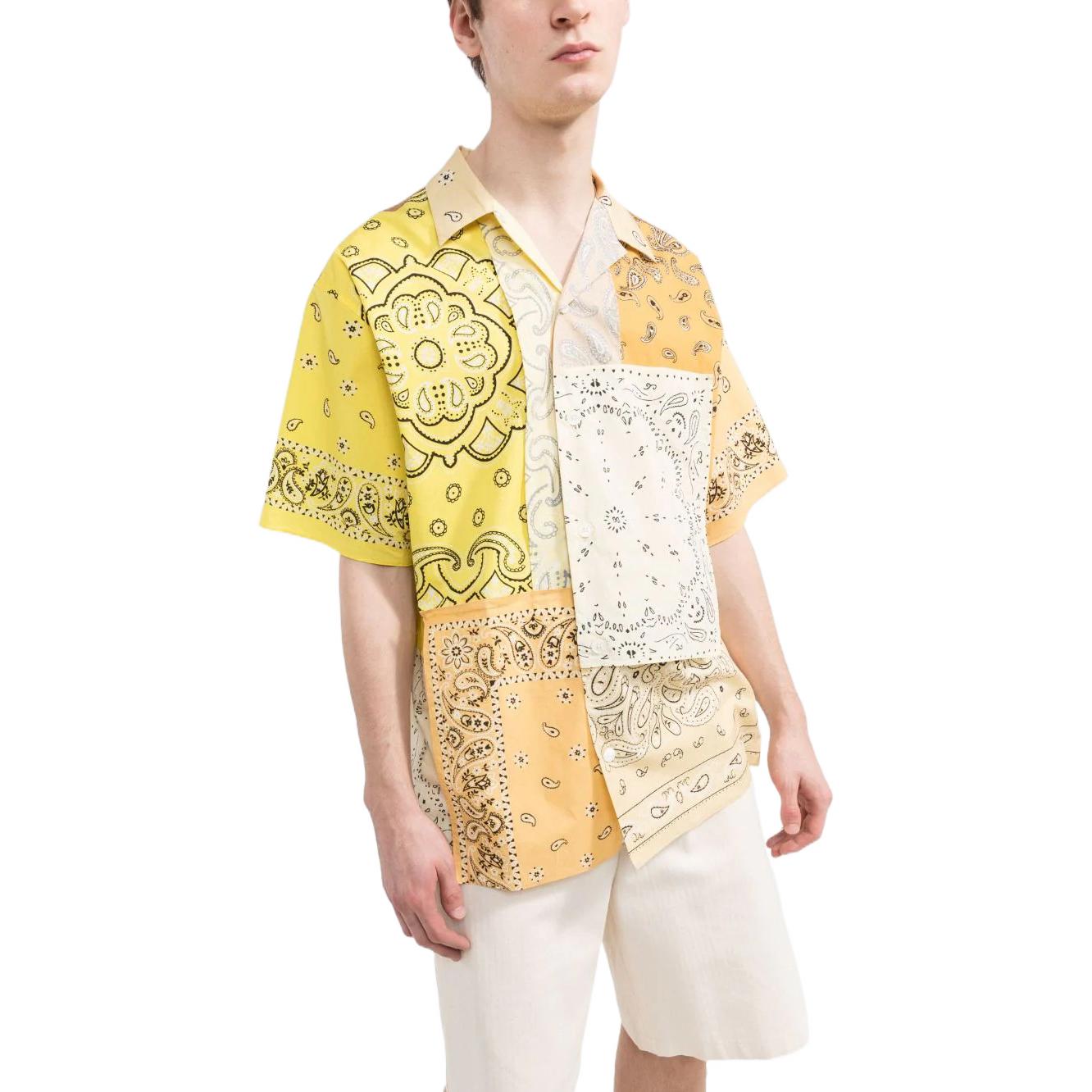 Purchase ケンゾー SS22 ゴールド 半袖シャツ ターバンプリントパッチデザイン FC55CH1449F5-40