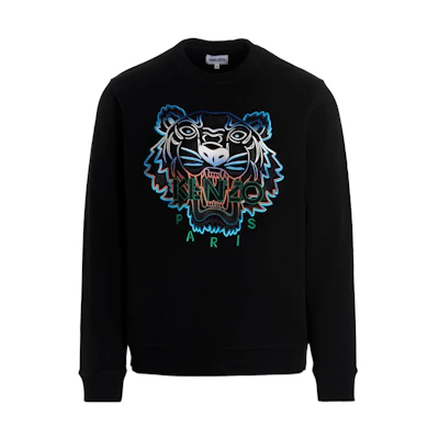 KENZO SS22 Gradient Tiger Logo Embroidered Crewneck Sweatshirt Black () FB65SW1204MA-99A