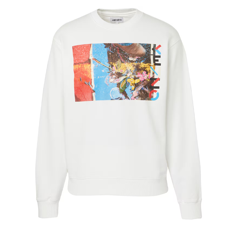 Kenzo SS22 Graphic Print Cotton Crewneck Sweatshirt White Men FC55SW0314ML-01