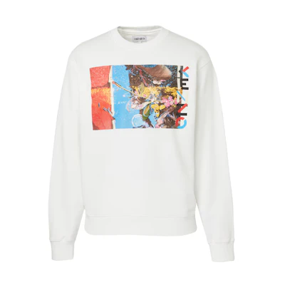 Kenzo SS22 Graphic Print Cotton Crewneck Sweatshirt White Men FC55SW0314ML-01