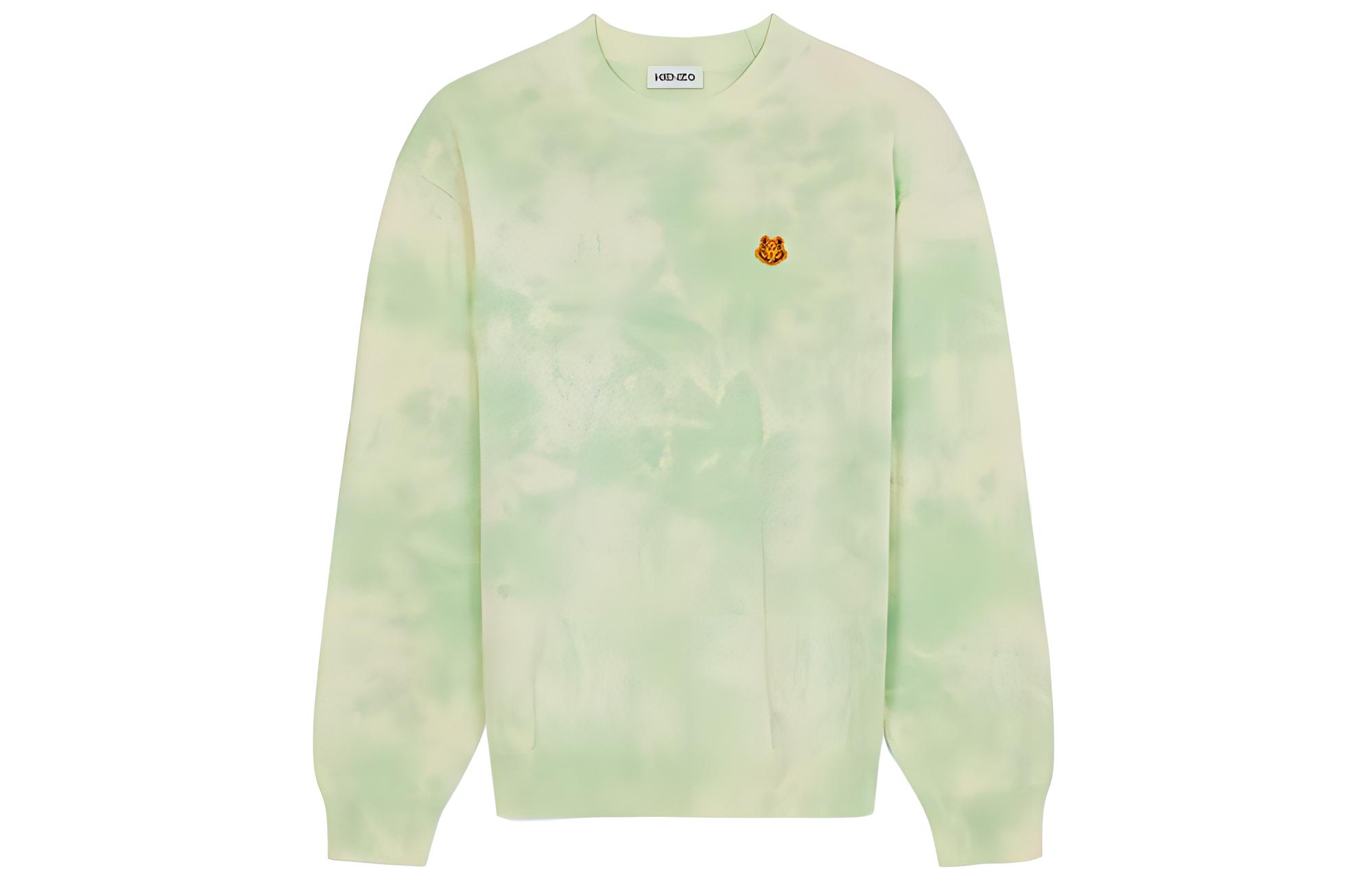 KENZO SS22 Green Tie-Dye Tiger Crewneck Long Sleeve Sweatshirt Men FC55PU6813TG-47L