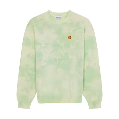 KENZO SS22 Green Tie-Dye Tiger Crewneck Long Sleeve Sweatshirt Men FC55PU6813TG-47L
