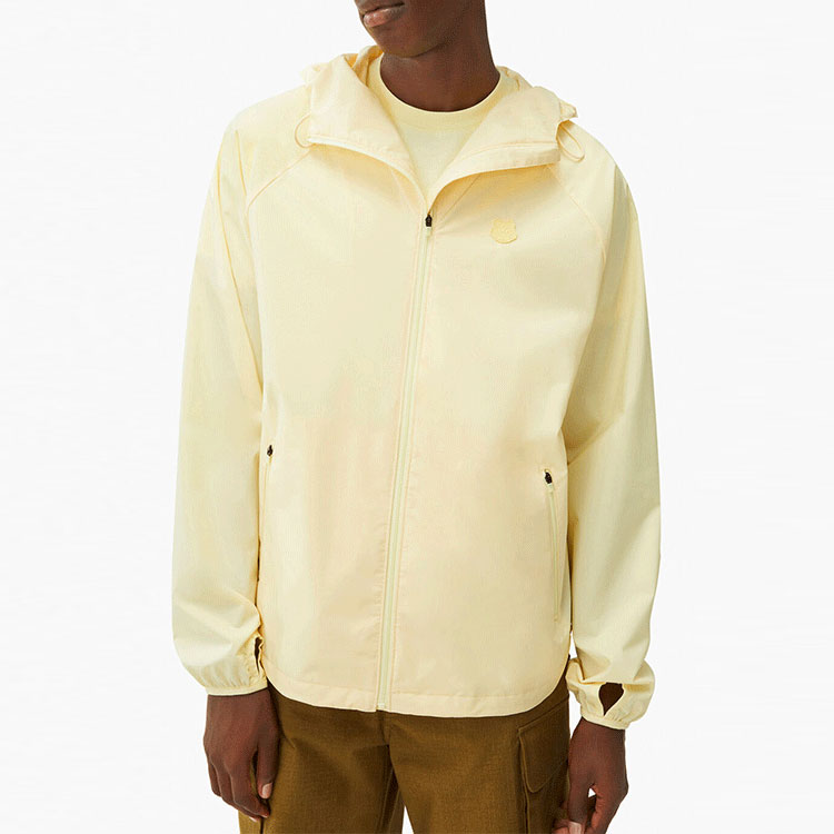 Shop KENZO SS22 K-Tiger Yellow Hooded Zip-Up Jacket  Windbreaker. FC55BL1551NU-37